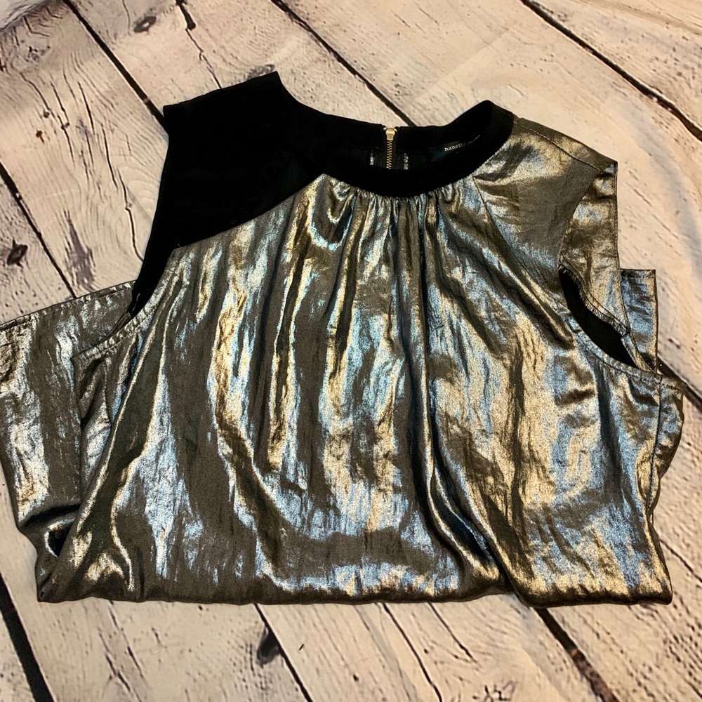 Nanette Lepore Silver and Black Sleeveless Top